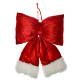 Ornament brad Fundita textil rosu alb 22x5x26 cm