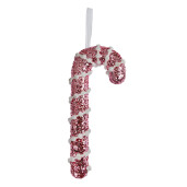 Set 6 ornamente brad Acadele plastic roz alb 8x3x17 cm