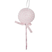 Decoratiune Acadea Craciun plastic textil roz alb 9x2x25 cm