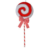 Decoratiune Acadea plastic textil alb rosu 18x4x45 cm