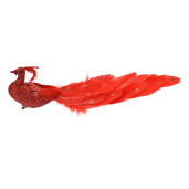 Ornament brad Craciun Paun rosu 30x9x9 cm