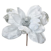 Floare artificiala Craciun alba argintie Ø 25x25 cm