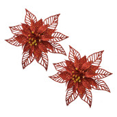 Set 2 ornamente brad Craciunite plastic rosu Ø 15x2 cm