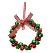 Set 2 ornamente brad textil metal rosu verde Ø 11x2 cm
