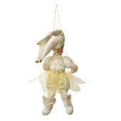 Figurina Elf textil bej auriu 10x8x28 cm
