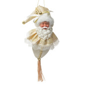 Figurina Mos Craciun textil auriu alb 8x8x35 cm