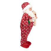 Figurina Mos Craciun in pijama textil multicolor 22x19x45 cm