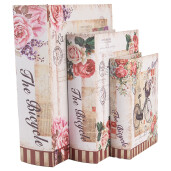 Set 3 cutii tip Carte lemn multicolor III (3) 27x22x7 / 22x17x6 / 17x12x4 cm