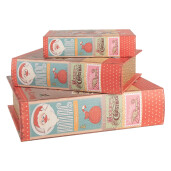 Set 3 cutii tip Carte Craciun lemn multicolor 27x22x7 cm, 22x17x6 cm, 17x12x4 cm