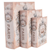 Set 3 cutii tip Carte Paris lemn multicolor 27x22x7 cm, 22x17x6 cm, 17x12x4 cm