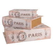 Set 3 cutii tip Carte Paris lemn multicolor 27x22x7 cm, 22x17x6 cm, 17x12x4 cm