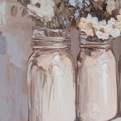 Tablou canvas multicolor Flowers 51x3x51 cm