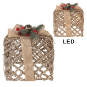 Set 3 decoratiuni Craciun metal cu leduri (3) 25x25x30 / 20x20x24 / 15x15x17 cm