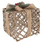 Set 3 decoratiuni Craciun metal cu leduri (3) 25x25x30 / 20x20x24 / 15x15x17 cm