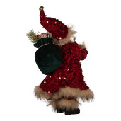 Figurina Mos Craciun textil multicolor 16x12x31 cm
