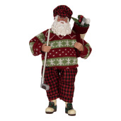 Figurina Mos Craciun textil multicolor 16x11x28 cm