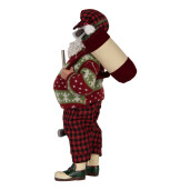 Figurina Mos Craciun textil multicolor 16x11x28 cm