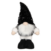 Figurina Mos Craciun textil alb negru 10x15x38 cm