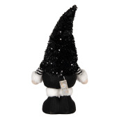 Figurina Mos Craciun textil alb negru 10x15x38 cm