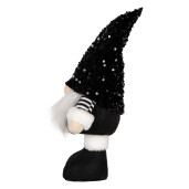 Figurina Mos Craciun textil alb negru 10x15x38 cm