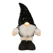 Figurina Mos Craciun textil alb negru 10x15x38 cm