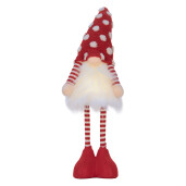 Figurina Mos Craciun textil alb rosu cu led 8x12x56 cm
