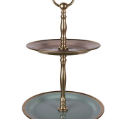 Platou supraetajat otel verde auriu Ø 27x51 cm