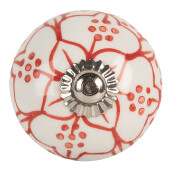 Buton mobilier ceramica alba rosie Ø 4x4 cm / S4 cm