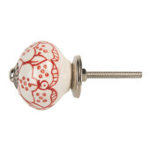 Buton mobilier ceramica alba rosie Ø 4x4 cm / S4 cm