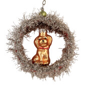 Ornament brad Craciun sticla multicolora beteala  8x4x9 cm