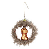 Ornament brad Craciun sticla multicolora beteala  8x4x9 cm