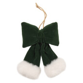 Ornament brad Craciun Fundita textil verde alb 10x4x16 cm