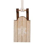 Ornament brad Craciun Saniuta lemn maro alb 3x2x6 cm