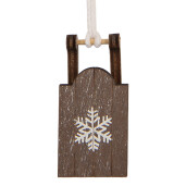 Ornament brad Craciun Saniuta lemn maro alb II 3x2x6 cm
