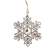 Ornament brad Craciun Fulg de Nea alb argintiu11x1x11 cm