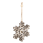 Ornament brad Craciun Fulg de Nea alb argintiu11x1x11 cm