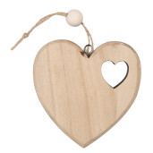 Ornament brad Mos Craciun lemn natur 8x2x8 cm