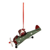 Ornament brad Craciun Saniuta metal multicolor Avion 13x11x5 cm