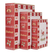 Set 3 cutii Craciun tip carte mdf multicolor  (3) 27x22x7 / 22x17x6 / 17x12x4 cm
