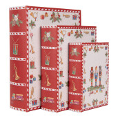 Set 3 cutii Craciun tip carte mdf multicolor HF (3) 27x22x7 / 22x17x6 / 17x12x4 cm