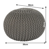 Puf impletit bumbac maro Gobi 50x50x35 cm