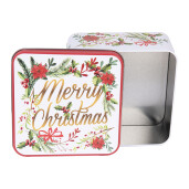 Set cutii Craciun metal multicolor 20x20x8 cm, 15x15x7 cm, 12x12x6 cm
