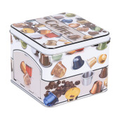 Cutie depozitare capsule cafea metal multicolor 15x15x12 cm