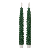 Set 2 lumanari cu led ceara verde Ø 3x25 cm