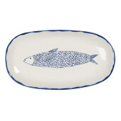 Platou ceramica bej albastru Peste 30x16x3 cm