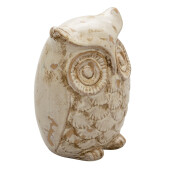Figurina Bufnita ceramica bej 14x10x17 cm