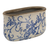 Set 2 ghivece flori ceramica alba albastra 17x9x10 cm