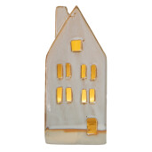 Casuta decorativa portelan bej 7x6x15 cm