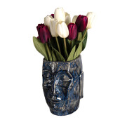 Set 2 ghivece flori ceramica albastra Face 13x15x17 cm