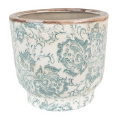 Ghiveci flori ceramica bej verde 17x15 cm